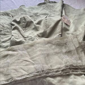 Vintage Bill Levkoff Sage Green Floral Prom Dress With Scarf